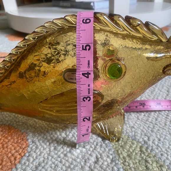 1960s I Empty Crackle Glass Horizontal Fish Wine Bottle - Picture 15 of 16